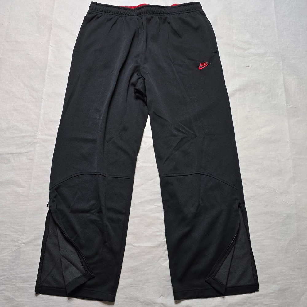 Nike Mens XXL Black Red Track Pants Joggers Zipper Cuffs S6NAC 127048